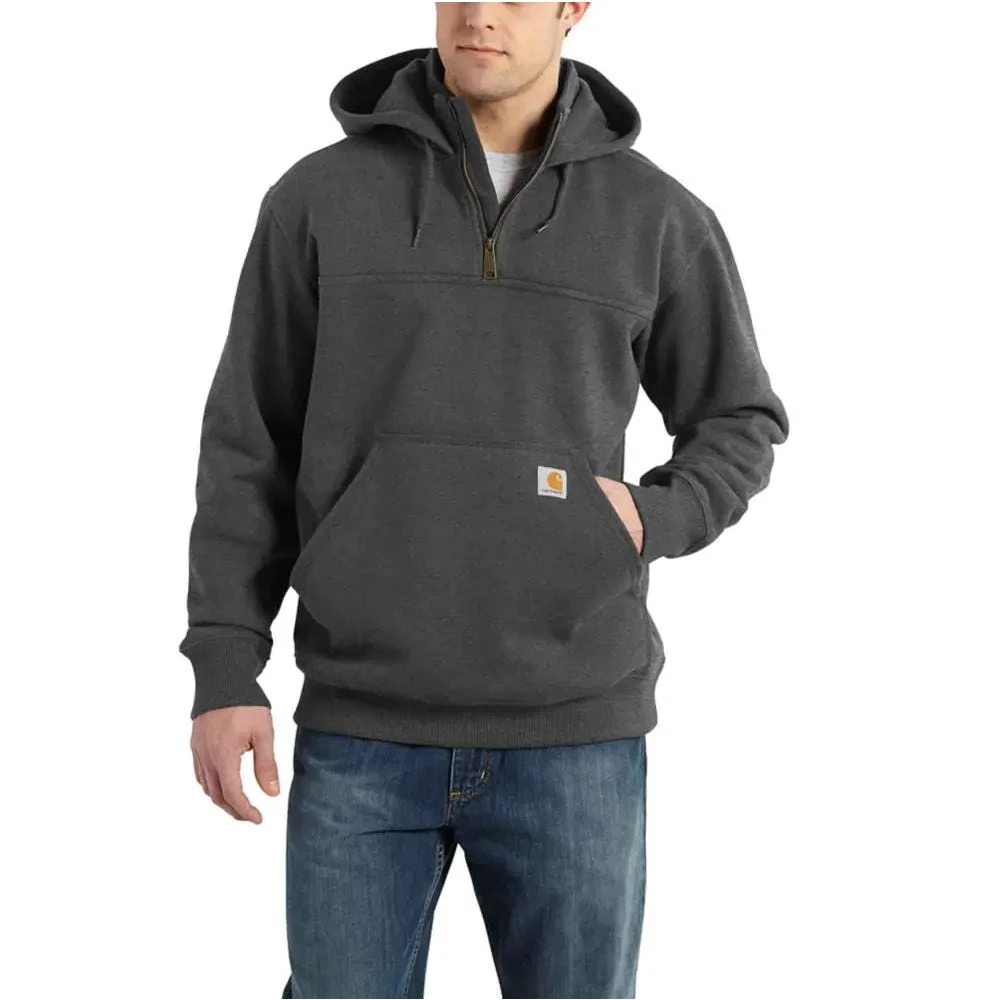 Carhartt Sweatshirts: Men's 100617 026 Carbon Heather Paxton Rain Defender Heavyweight Hooded Quarter-Zip Sweatshirt 1 Carhartt Sweatshirts: Men's 100617 026 Carbon Heather Paxton Rain Defender Heavyweight Hooded Quarter-Zip Sweatshirt