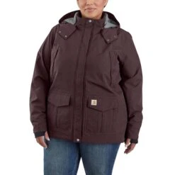 Carhartt Women's: 102382 643 Deep Wine Storm Defender Shoreline Jacket -Carhartt Outlet Workwear Store 102382643 ps