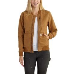 Carhartt Jacket: Women's 102524 211 Carhartt Brown Crawford Bomber Jacket
