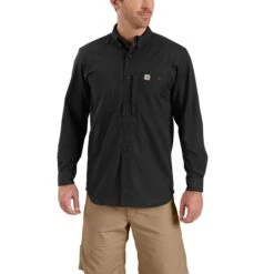 Carhartt Shirt Men's: 102538 001 Black Long Sleeve Rugged Professional