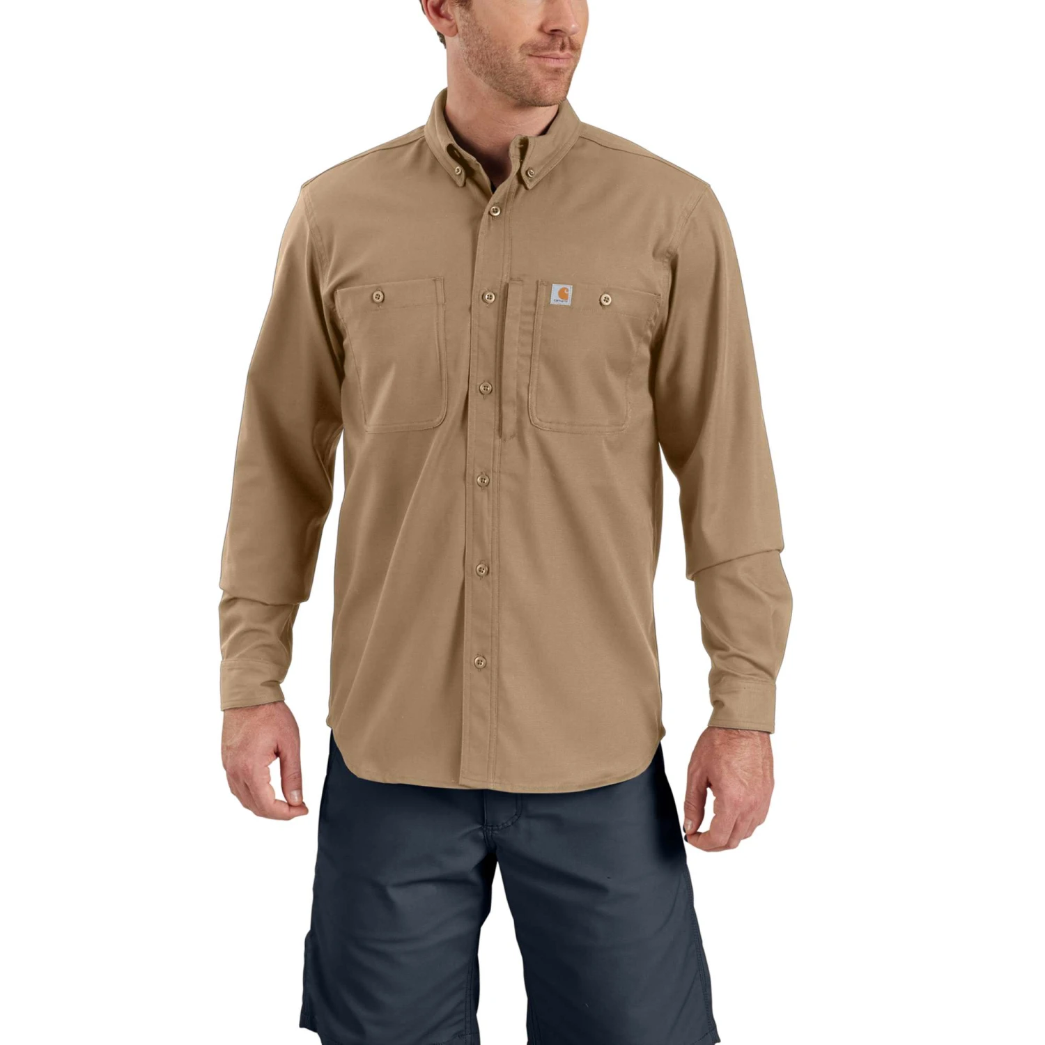 Carhartt Shirt Men's: 102538 253 Dark Khaki Long Sleeve Rugged Professional 1 Carhartt Shirt Men's: 102538 253 Dark Khaki Long Sleeve Rugged Professional
