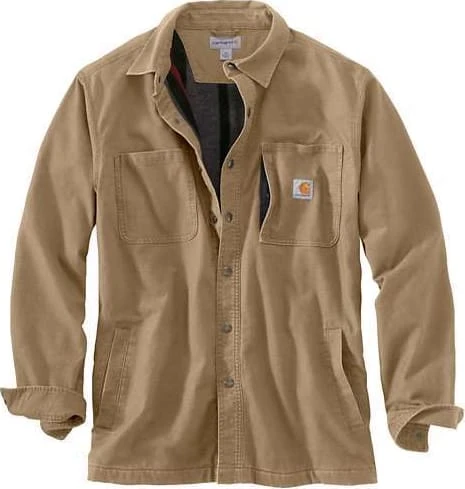 Carhartt Shirts: Men's 102851 253 Dark Khaki Relaxed Fit Canvas Shirt Jacket 1 Carhartt Shirts: Men's 102851 253 Dark Khaki Relaxed Fit Canvas Shirt Jacket