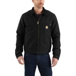 Carhartt Jackets: Men's 103828 BLK Black Blanket Lined Relaxed Fit Detroit Jacket -Carhartt Outlet Workwear Store 103828blk 1