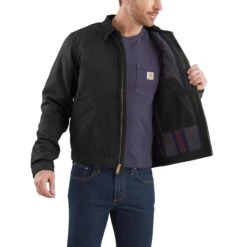 Carhartt Jackets: Men's 103828 BLK Black Blanket Lined Relaxed Fit Detroit Jacket -Carhartt Outlet Workwear Store 103828blk avl 1