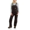 Carhartt Overalls: Women's 104049 DKB Dark Brown Quilt Lined Duck Bib Overall