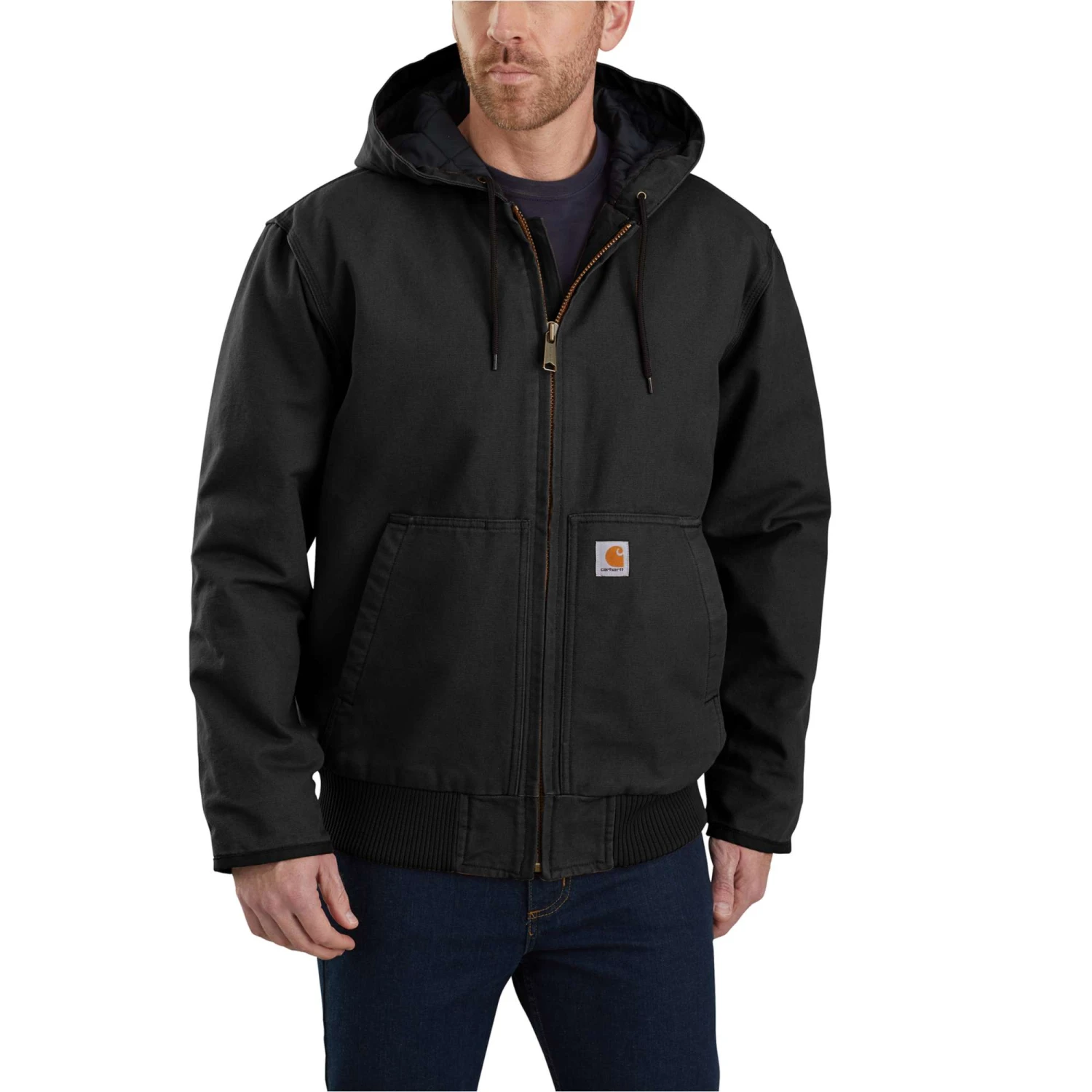 Carhartt Outterwear: Men's 104050 BLK Washed Duck Insulated Loose Fit Active Jacket 2 Carhartt Outterwear: Men's 104050 BLK Washed Duck Insulated Loose Fit Active Jacket - Image 2