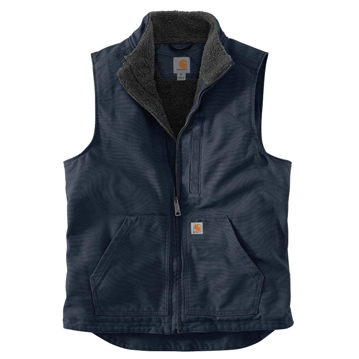 Carhartt Vest: Men's 104277 I26 Navy Washed Duck Sherpa Lined Mock Vest 1 Carhartt Vest: Men's 104277 I26 Navy Washed Duck Sherpa Lined Mock Vest