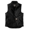 Carhartt Vest: Men's 104277 BLK Black Washed Duck Sherpa Lined Mock Vest