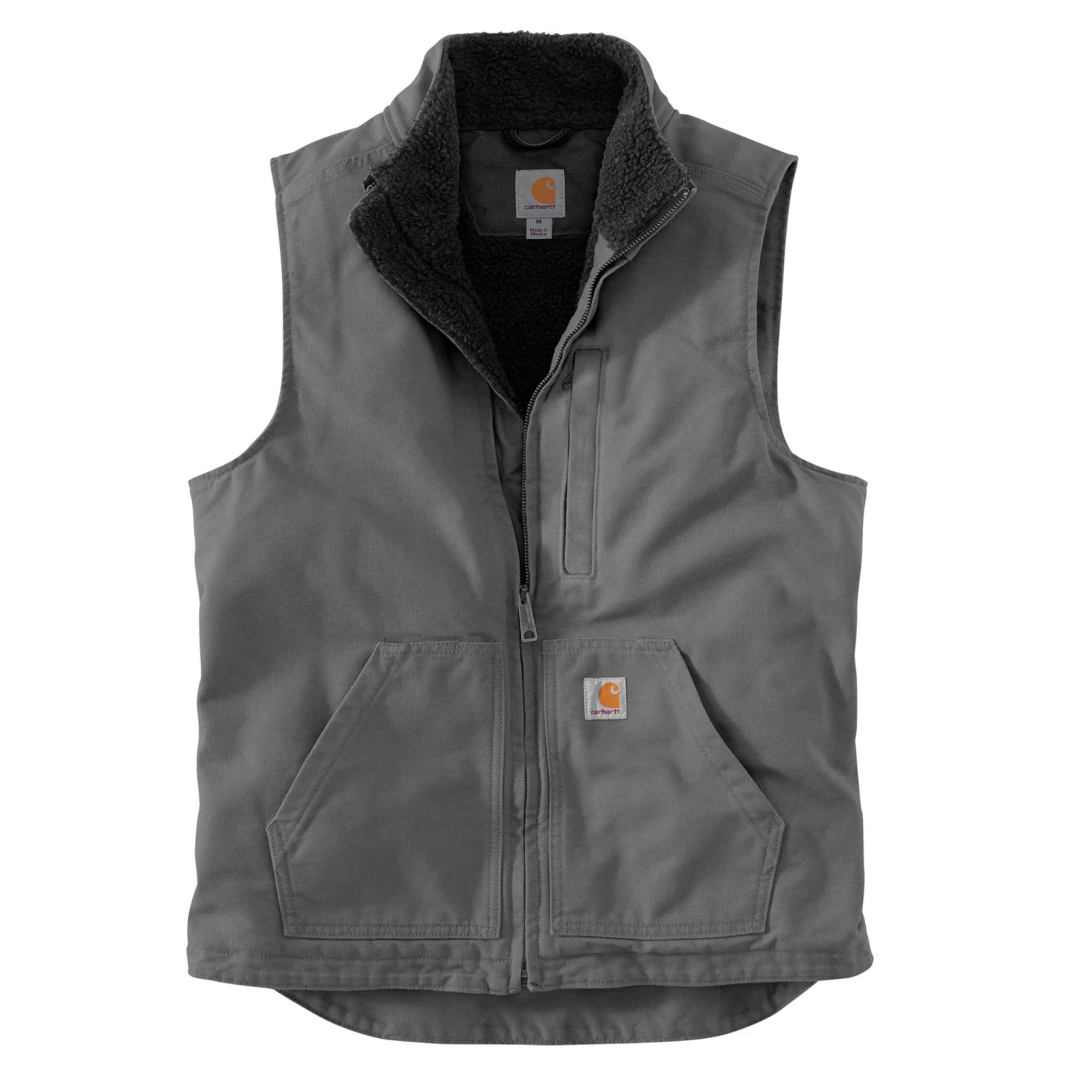 Carhartt Vest: Men's 104277 GVL Gravel Washed Duck Sherpa Lined Mock Vest 2 Carhartt Vest: Men's 104277 GVL Gravel Washed Duck Sherpa Lined Mock Vest - Image 2
