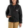 Carhartt Jacket: Women's 104292 BLK Black Duck Sherpa Lined Washed Jacket