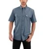 Carhartt Shirt: Men's 104369 499 Denim Blue Chambray Midweight Short Sleeve Button Down Shirt