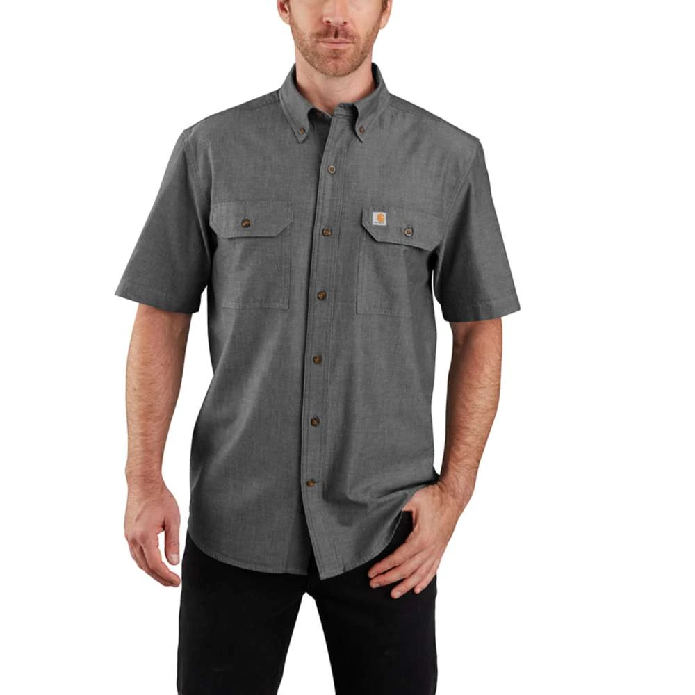 Carhartt Shirt: Men's 104369 BKC Black Chambray Midweight Short Sleeve Button Down Shirt 1 Carhartt Shirt: Men's 104369 BKC Black Chambray Midweight Short Sleeve Button Down Shirt