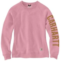 Carhartt Sweatshirts: Women's 104410 V48 Foxglove Heather Crewneck Relaxed Fit Graphic Sweatshirt -Carhartt Outlet Workwear Store 104410 v48 2edit