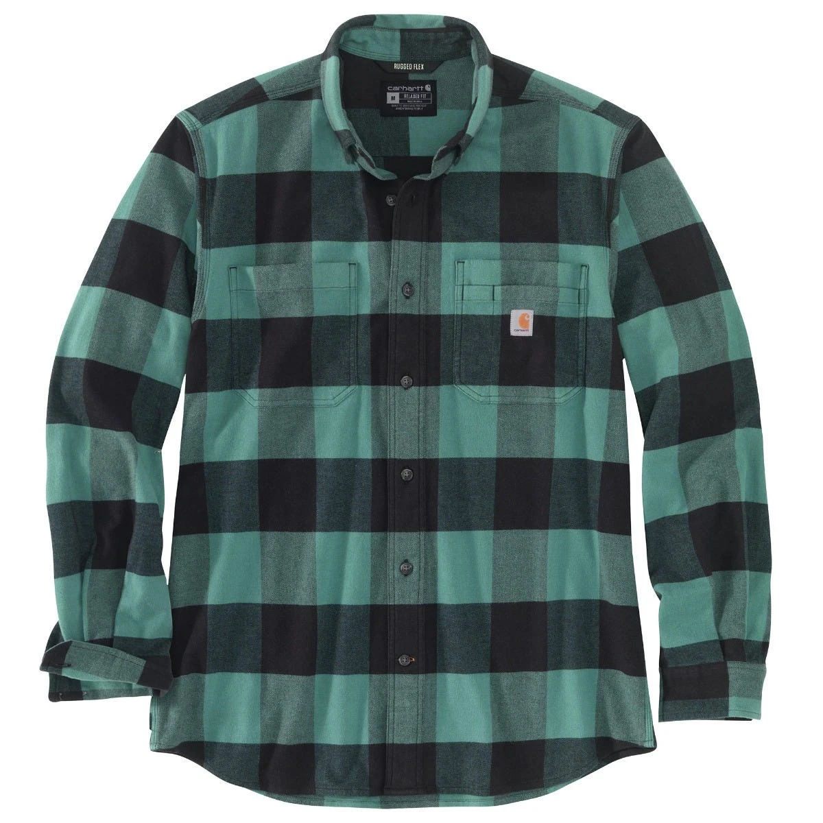 Carhartt Shirts: Men's 105432 L04 Slate Green Midweight Rugged Flex Relaxed Fit Flannel Shirt 1 Carhartt Shirts: Men's 105432 L04 Slate Green Midweight Rugged Flex Relaxed Fit Flannel Shirt