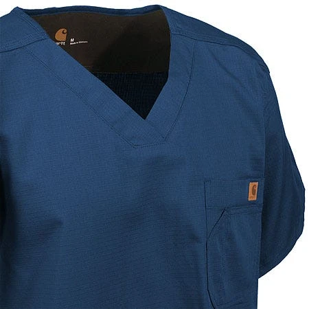 Carhartt Scrubs: Men's Navy Cotton Ripstop Utility Scrub Top C15108 NVY 2 Carhartt Scrubs: Men's Navy Cotton Ripstop Utility Scrub Top C15108 NVY - Image 2