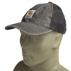 Carhartt Hats: Men's 100286 039 Gravel Grey Buffalo Mesh Back Baseball Cap -Carhartt Outlet Workwear Store carhartt 100286 039 p 01