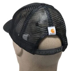 Carhartt Caps: Men's 101195 001 Black Cotton Canvas Mesh Back Dunmore Baseball Cap -Carhartt Outlet Workwear Store carhartt 101195 001 b 01