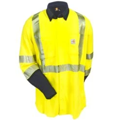 Carhartt Shirts: Force Hybrid FR High Vis 102843 323 Button Down Shirt -Carhartt Outlet Workwear Store carhartt 102843323 f 01
