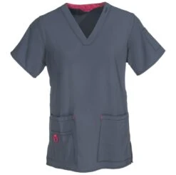 Carhartt Scrubs: Women's 12110 PEW Grey V-Neck Media Scrub Top -Carhartt Outlet Workwear Store carhartt c30109a pew f 01
