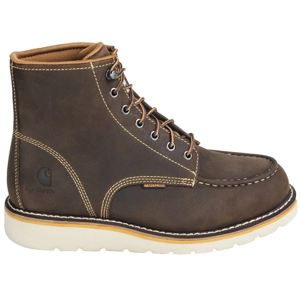 Carhartt Boots: Men's CMW6095 Brown 6-Inch Waterproof General Toe Wedge Boots 4 Carhartt Boots: Men's CMW6095 Brown 6-Inch Waterproof General Toe Wedge Boots - Image 4