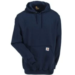 Carhartt Sweatshirts: Men's K288 472 New Navy Blue Midweight Hooded Logo Sweatshirt 7 Carhartt Sweatshirts: Men's K288 472 New Navy Blue Midweight Hooded Logo Sweatshirt -Carhartt Outlet Workwear Store carhartt k288472 f 01