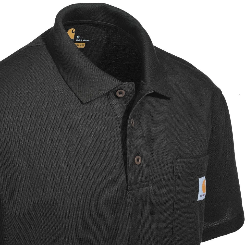 Carhartt Shirts: Men's K570 BLK Black Contractor's Work Pocket Polo Shirt 1 Carhartt Shirts: Men's K570 BLK Black Contractor's Work Pocket Polo Shirt