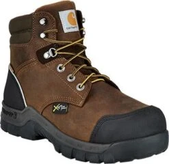 Carhartt Boots: Men's CMF6720 Brown Composite Toe Met Guard Waterproof Work Boot