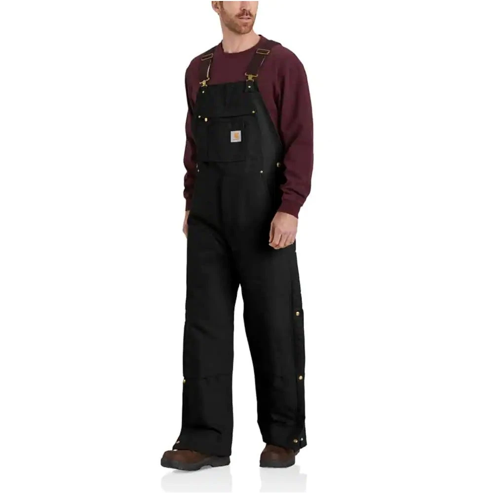 Carhartt Overalls: Men's 104393 BLK Black Loose Fit Firm Duck Insulated Bib Overall 1 Carhartt Overalls: Men's 104393 BLK Black Loose Fit Firm Duck Insulated Bib Overall