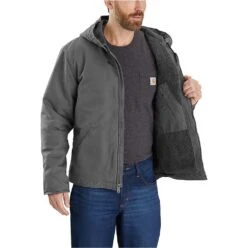 Carhartt Jackets: Men's 104392 GVL Gravel Relaxed Fit Washed Duck Sherpa-Lined Jacket -Carhartt Outlet Workwear Store download 2022 05 11t143922.335