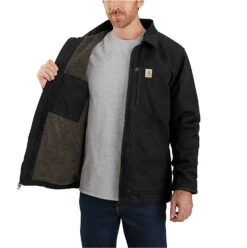 Carhartt Coats: Men's 104293 BLK Black Loose Fit Washed Duck Sherpa-Lined Coat -Carhartt Outlet Workwear Store download 2022 05 12t115944.775