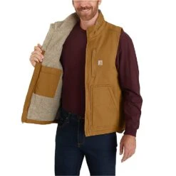Carhartt Vest: Men's 104277 BRN Brown Washed Duck Sherpa Lined Mock Vest -Carhartt Outlet Workwear Store download 2022 05 12t131610.245