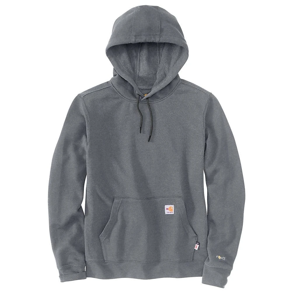 Carhartt Force Sweatshirts: Men's 104983 020 Granite Heather Pullover Flame Resistant Hooded Sweatshirt 1 Carhartt Force Sweatshirts: Men's 104983 020 Granite Heather Pullover Flame Resistant Hooded Sweatshirt