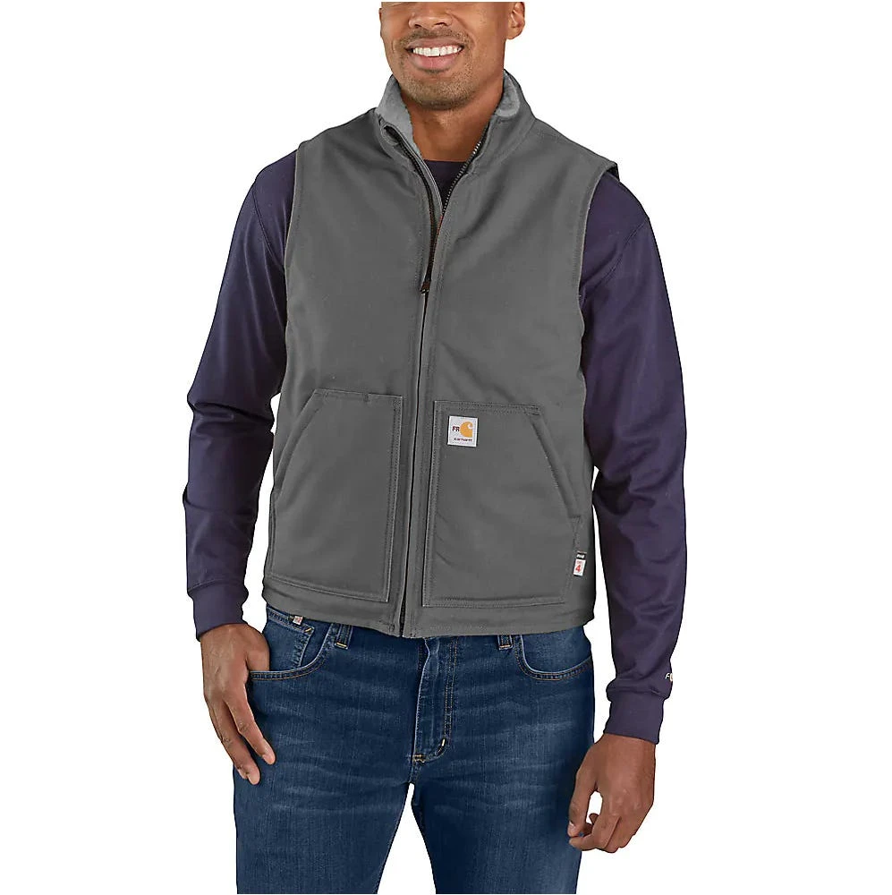 Carhartt Vests: Men's 104981 GVL Gravel FR Duck Sherpa Lined Vest 1 Carhartt Vests: Men's 104981 GVL Gravel FR Duck Sherpa Lined Vest