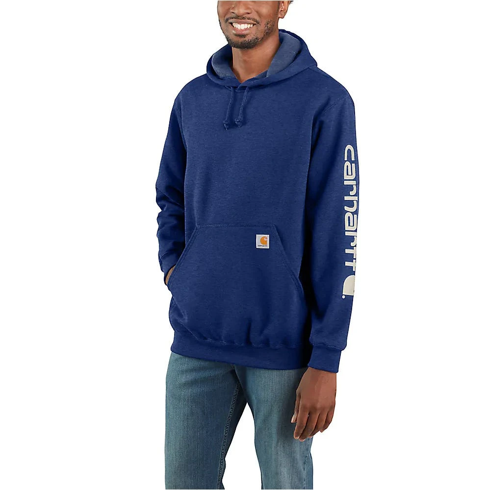 Carhartt Sweatshirts: Men's K288 H53 Scout Blue Heather Midweight Hooded Logo Sweatshirt 1 Carhartt Sweatshirts: Men's K288 H53 Scout Blue Heather Midweight Hooded Logo Sweatshirt
