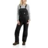 Carhartt Overalls: Women's 104049 BLK Black Quilt Lined Duck Bib Overall