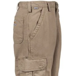 Carhartt Pants: Men's Khaki Flame Resistant Canvas Cargo Pants FRB240 GKH -Carhartt Outlet Workwear Store fu3
