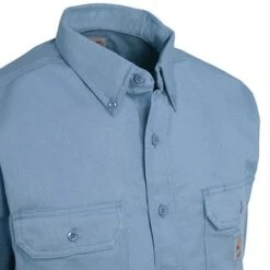 Carhartt Shirts: Men's FR Blue FRS160 MBL Twill Work Shirt -Carhartt Outlet Workwear Store image 68714