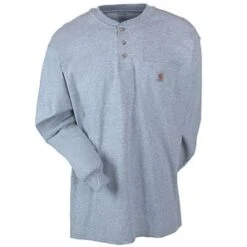 Carhartt Shirts: Men's Grey Long Sleeve K128 HGY Cotton Knit Henley Shirt 5 Carhartt Shirts: Men's Grey Long Sleeve K128 HGY Cotton Knit Henley Shirt -Carhartt Outlet Workwear Store image 71974