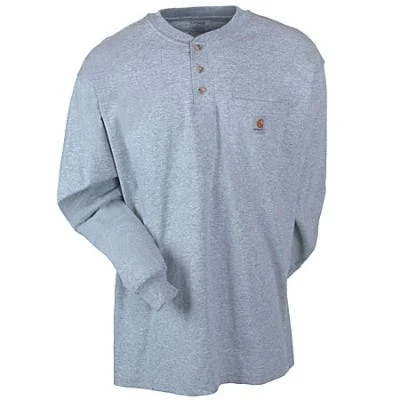 Carhartt Shirts: Men's Grey Long Sleeve K128 HGY Cotton Knit Henley Shirt 3 Carhartt Shirts: Men's Grey Long Sleeve K128 HGY Cotton Knit Henley Shirt - Image 3