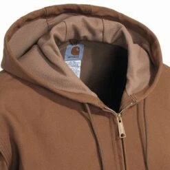 Carhartt Jackets: Men's J131 BRN Brown Duck USA-Made Hooded Jacket -Carhartt Outlet Workwear Store image 90476