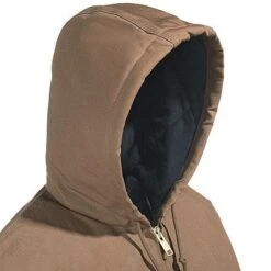 Carhartt Jackets: Men's J140 BRN Brown Flannel Lined USA Made Hooded Active Jacket -Carhartt Outlet Workwear Store j140brn carhartth 01