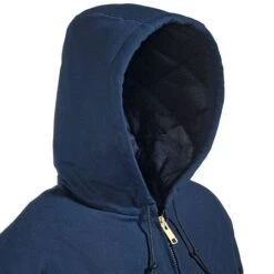 Carhartt Jackets: Men's J140 DNY Navy Hooded USA Made Flannel Lined Active Jacket -Carhartt Outlet Workwear Store j140dny carhartth 01