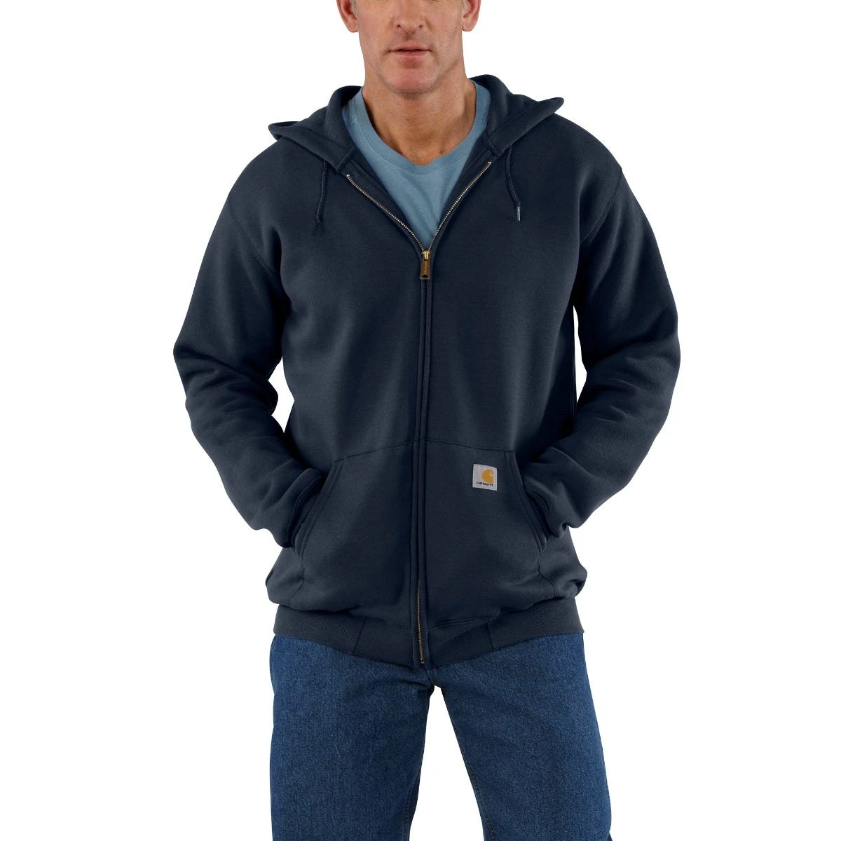 Carhartt Sweatshirts: Men's K122 472 Navy Midweight Hooded Front Zip Sweatshirt 1 Carhartt Sweatshirts: Men's K122 472 Navy Midweight Hooded Front Zip Sweatshirt