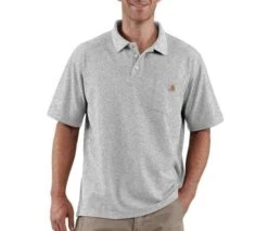 Carhartt Shirts: Men's K570 HGY Heather Grey Pocket Short Sleeve Polo