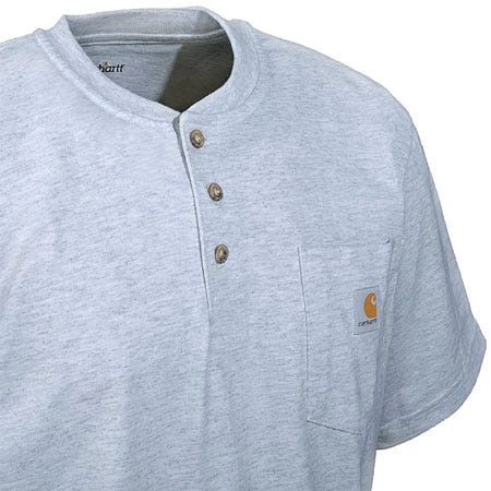 Carhartt Shirts: Men's Heather Grey K84 HGY Cotton Henley Work Shirt 1 Carhartt Shirts: Men's Heather Grey K84 HGY Cotton Henley Work Shirt
