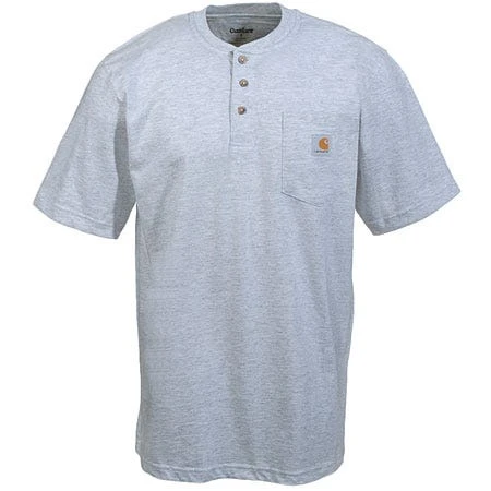 Carhartt Shirts: Men's Heather Grey K84 HGY Cotton Henley Work Shirt 2 Carhartt Shirts: Men's Heather Grey K84 HGY Cotton Henley Work Shirt - Image 2