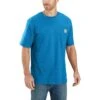 Carhartt Shirts: Men's K87 H72 Marine Blue Heather Weight Pocket Short Sleeve Loose Fit T-Shirt
