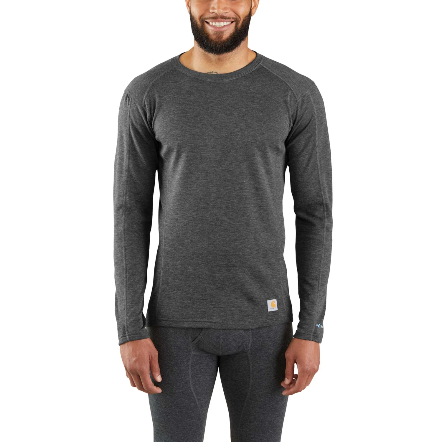 Carhattt Underwear: Men's MBL131 Black Heather Heavyweight Base Force Poly-Wool Crew 1 Carhattt Underwear: Men's MBL131 Black Heather Heavyweight Base Force Poly-Wool Crew