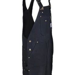 Carhartt Overalls: Men's R37 BLK Black Cotton Duck Zip Bib Overalls -Carhartt Outlet Workwear Store r37blk carharttr 01 1