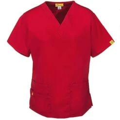 WonderWink Scrubs: Women's Red Bravo V-Neck Cotton Blend Scrub Top 6016 RED -Carhartt Outlet Workwear Store wonder wink 6016a f 01
